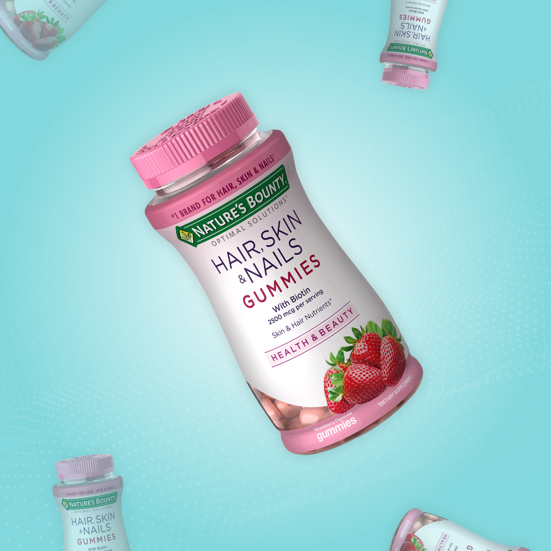 Nature's Bounty Optimal Solutions, Hair Skin and Nails Gummies - Strawberry  Flavoured, 80 Gummies - WannaSplit